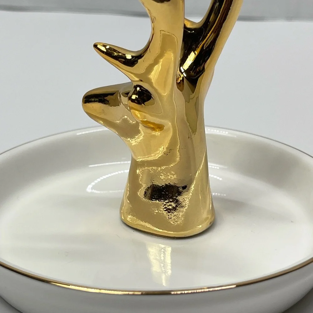 Deer Ring Display Holder Mini Trinket Tray Jewelry Ceramic Dish Pendant Case mom - Picture 10 of 17